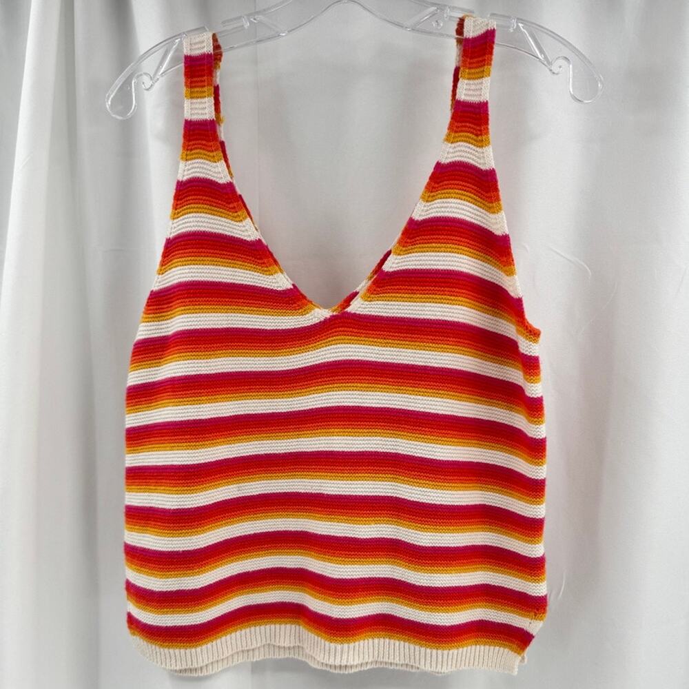 Marine Layer Finley Sweater Tank Top Sz S V-Neck Sunset Stripe